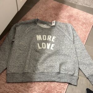 Old Navy Gray Crewneck Sweater with More Love Print